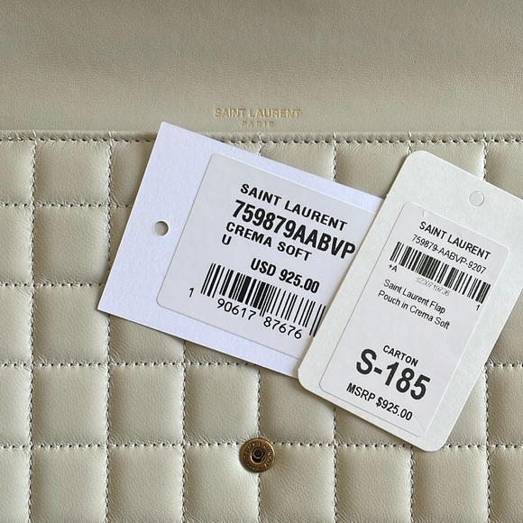 YSL Monogram Flap Clutch Bag in Quilted Smooth Leather - Picture 12 of 13